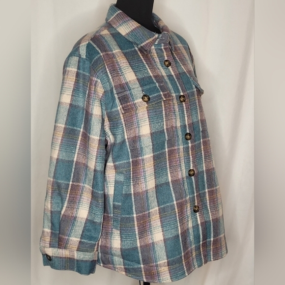Sundance Plaid Flannel Shirt Jacket - Size PL - Picture 4 of 11